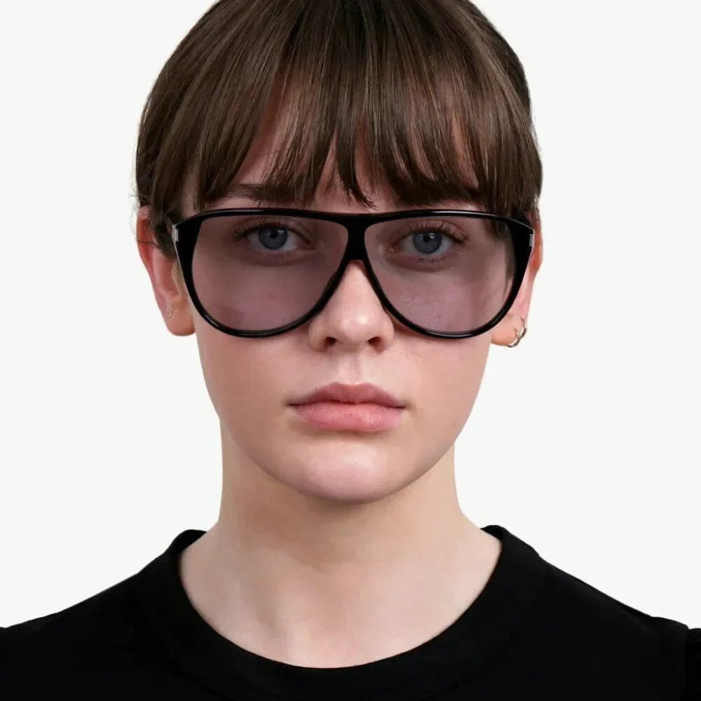 NEW Saint Laurent SL731 GASPAR  001 Black Light Blue Aviator Unisex Sunglasses